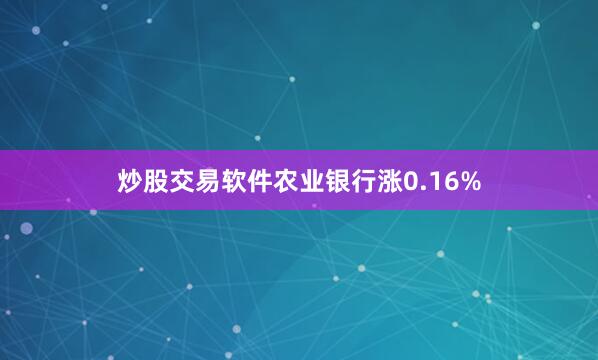 炒股交易软件农业银行涨0.16%
