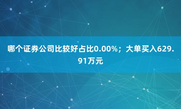 哪个证券公司比较好占比0.00%；大单买入629.91万元