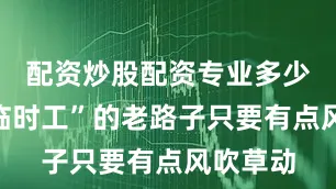 配资炒股配资专业多少像是“临时工”的老路子只要有点风吹草动