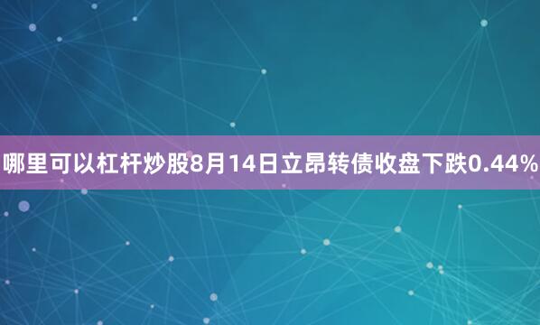 哪里可以杠杆炒股8月14日立昂转债收盘下跌0.44%